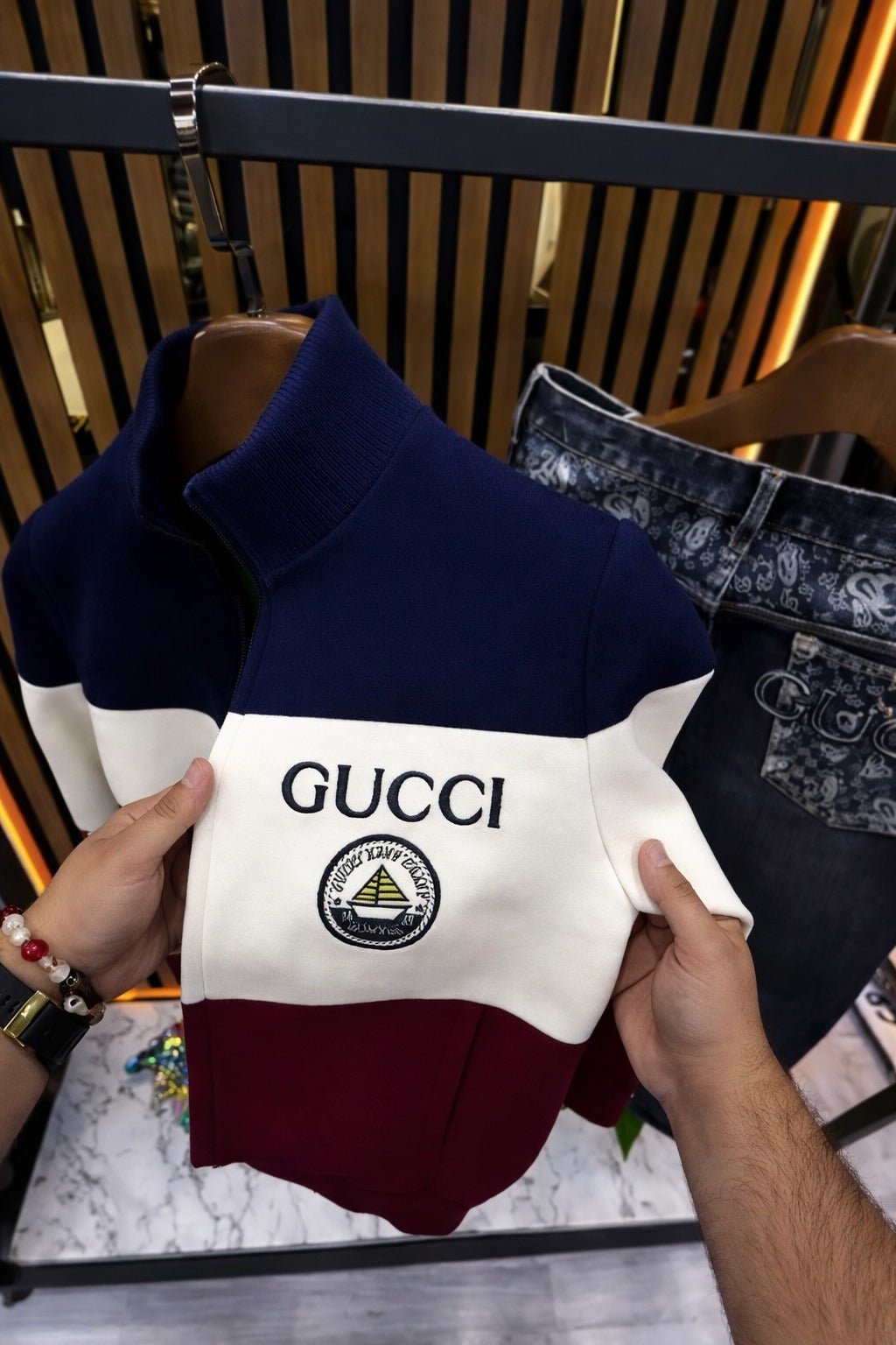 Men’s Premium Zip-Up Jacket – Color Block Designer Style- (C-5)