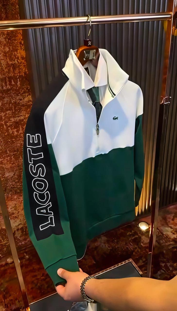 Lacoste Premium Half-Zip Color Block Sweatshirt for Men – (S9)