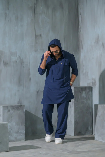 Men’s Hooded Kurta Pajama Set – Modern Fusion Ethnic Wear