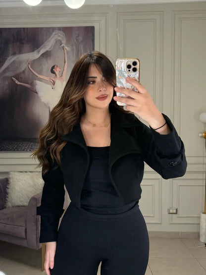 CH - 614  Women’s Stylish Fleece Twin Set – Short Jacket & Inner Outfit - 