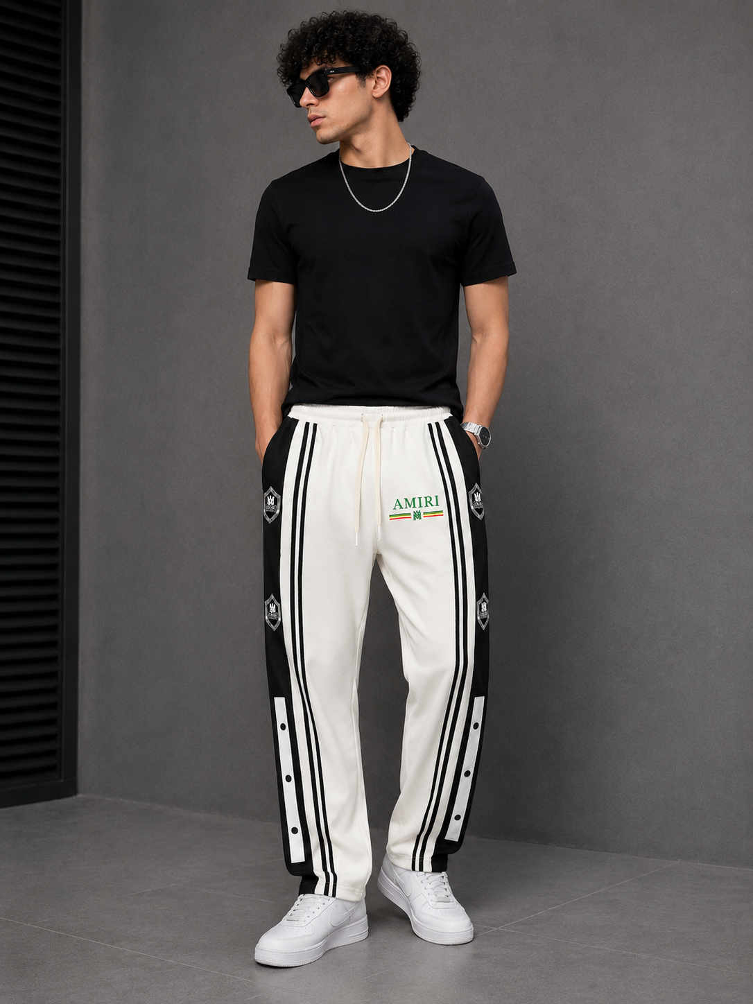 BT-008  |  Monochrome Luxe Track Pants – Black & White