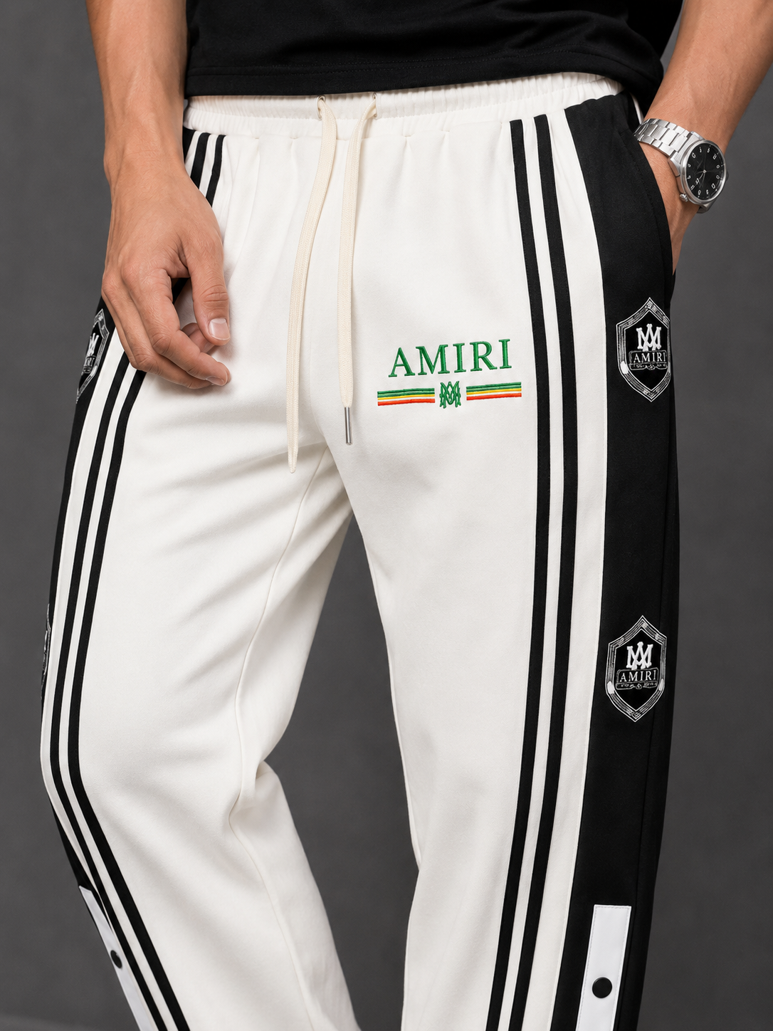 BT-008  |  Monochrome Luxe Track Pants – Black & White