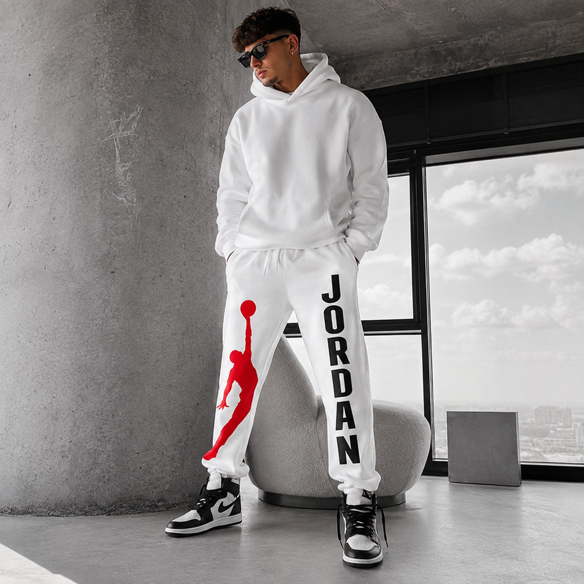 BT - 010  |  Signature White Graphic Jogger