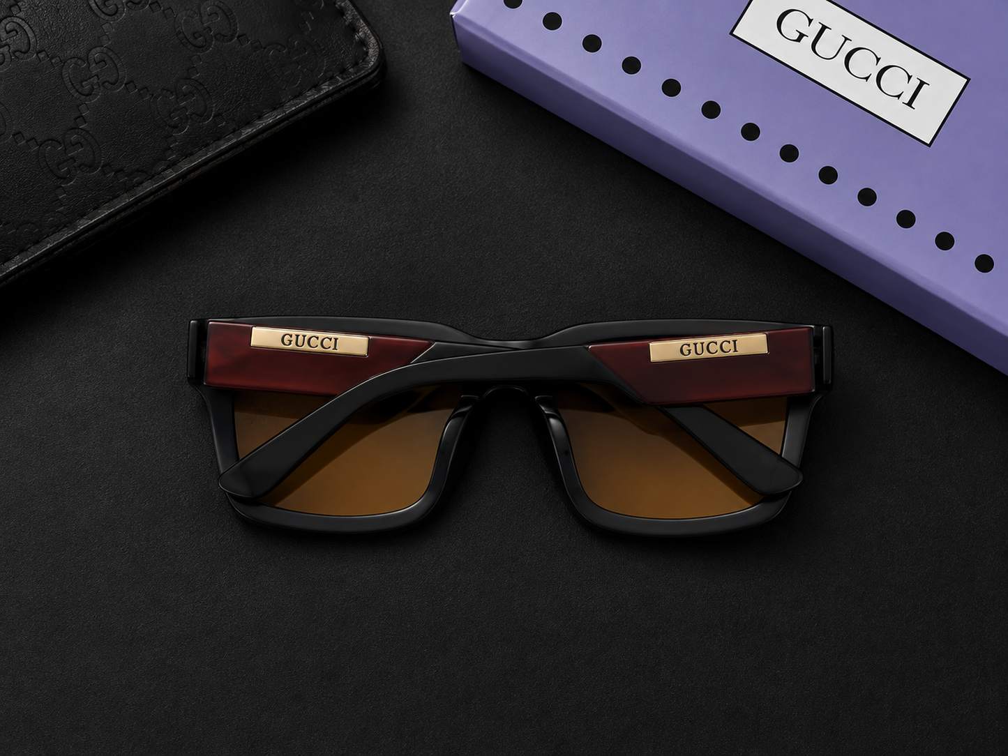 (GS-62) GUCCI Premium Polarized Square Sunglasses – Luxury UV400 Eyewear | Black Frame