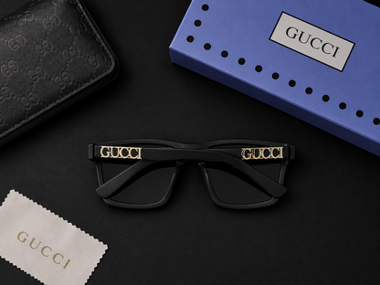 (GS-62) GUCCI Premium Polarized Square Sunglasses – Luxury UV400 Eyewear | Black Frame