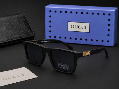 (GS-62) GUCCI Premium Polarized Square Sunglasses – Luxury UV400 Eyewear | Black Frame