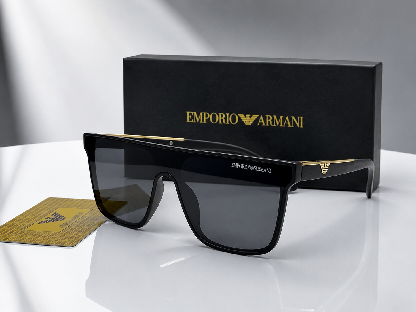 (GS-63) Emporio Armani Premium Oversized Square Sunglasses – Black Frame | UV400 Protection