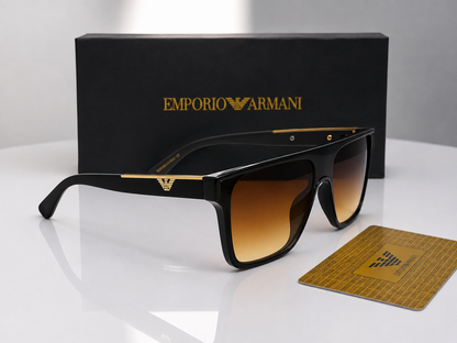 (GS-63) Emporio Armani Premium Oversized Square Sunglasses – Black Frame | UV400 Protection