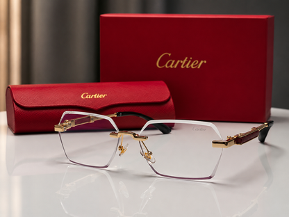 (GS-69) Cartier Rimless Luxury Eyewear – Gold Frame Designer Glasses & Sunglasses