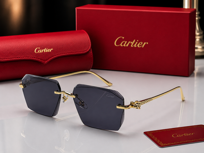 (GS-71) Luxury Rimless Geometric Gold Frame Sunglasses – Premium UV Protection Eyewear