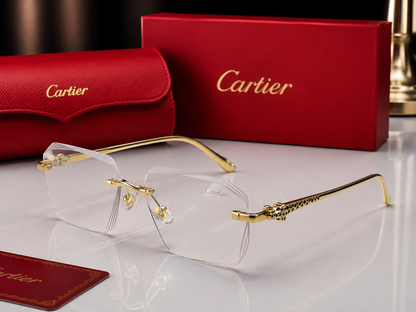 (GS-71) Luxury Rimless Geometric Gold Frame Sunglasses – Premium UV Protection Eyewear