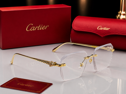(GS-71) Luxury Rimless Geometric Gold Frame Sunglasses – Premium UV Protection Eyewear