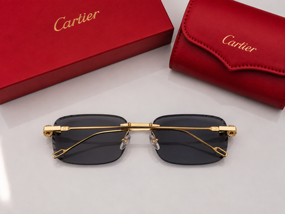 (GS-75) Premium Rimless Luxury Sunglasses – Gold Metal Frame  | UV400 Fashion Eyewear