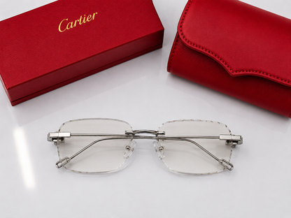 (GS-76) Luxury Rimless Square Sunglasses – Premium Gold/Silver Frame | UV Protection