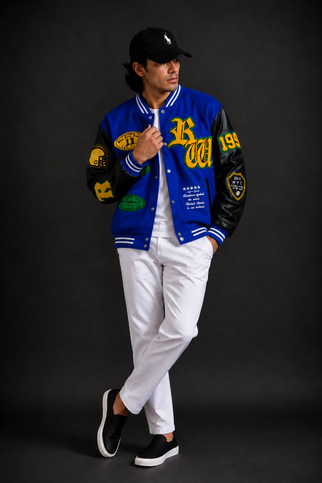(CJ-9) Royal Blue Varsity Bomber Jacket – Premium Streetwear Baseball Jacket for Men