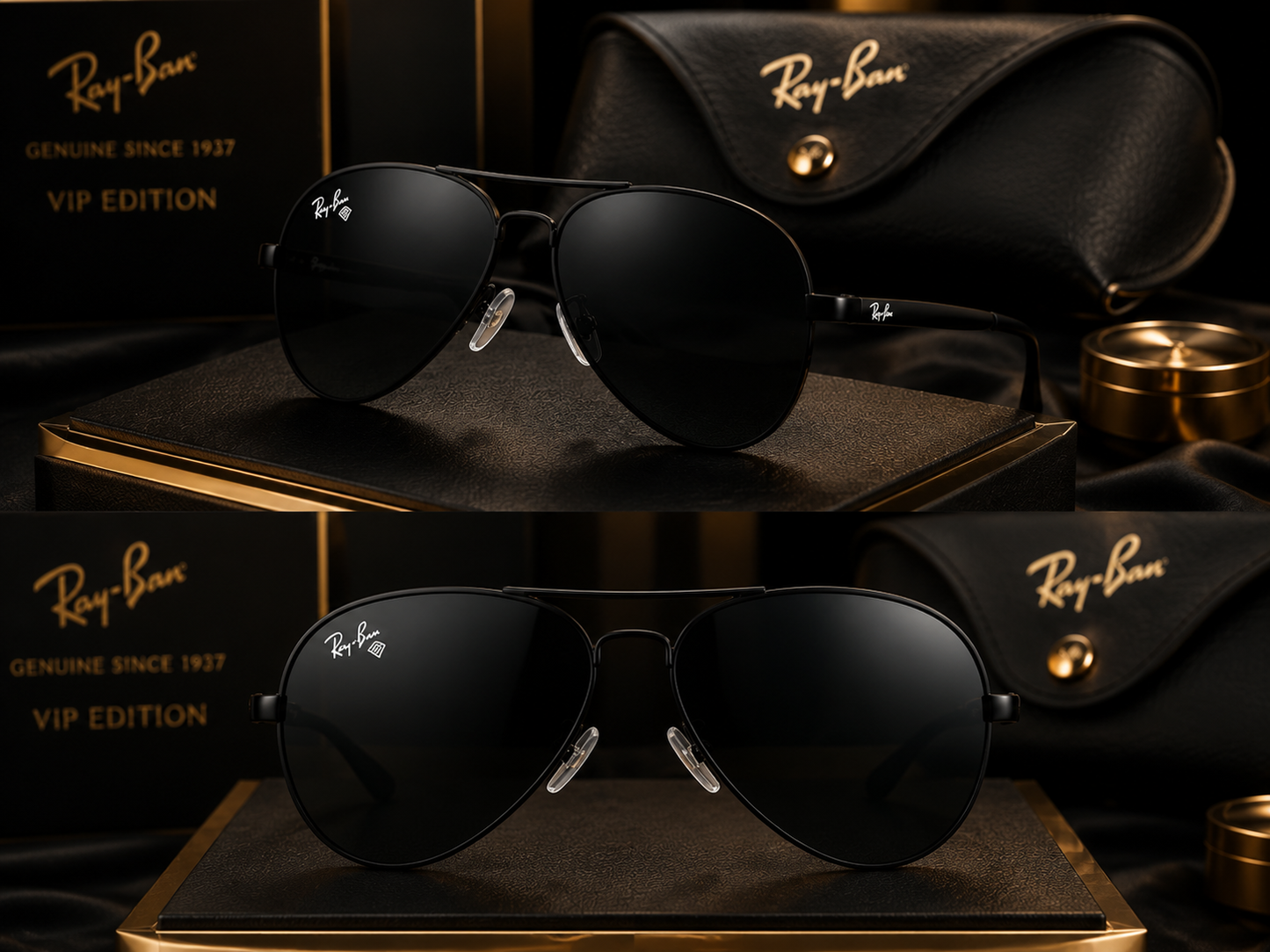 Ray-Ban Style Premium Black Aviator Sunglasses | UV400 Protection | Luxury Edition
