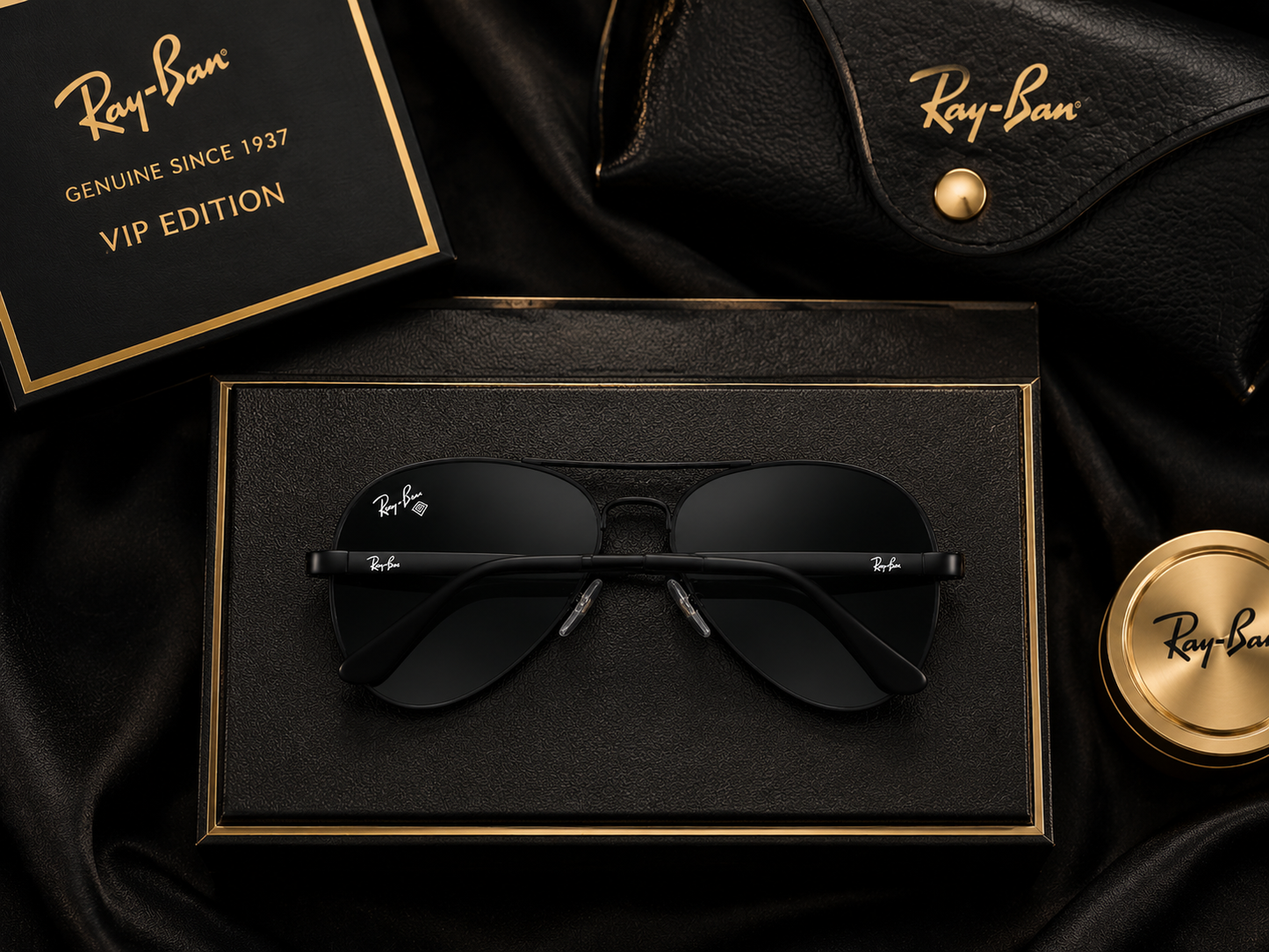 Ray-Ban Style Premium Black Aviator Sunglasses | UV400 Protection | Luxury Edition