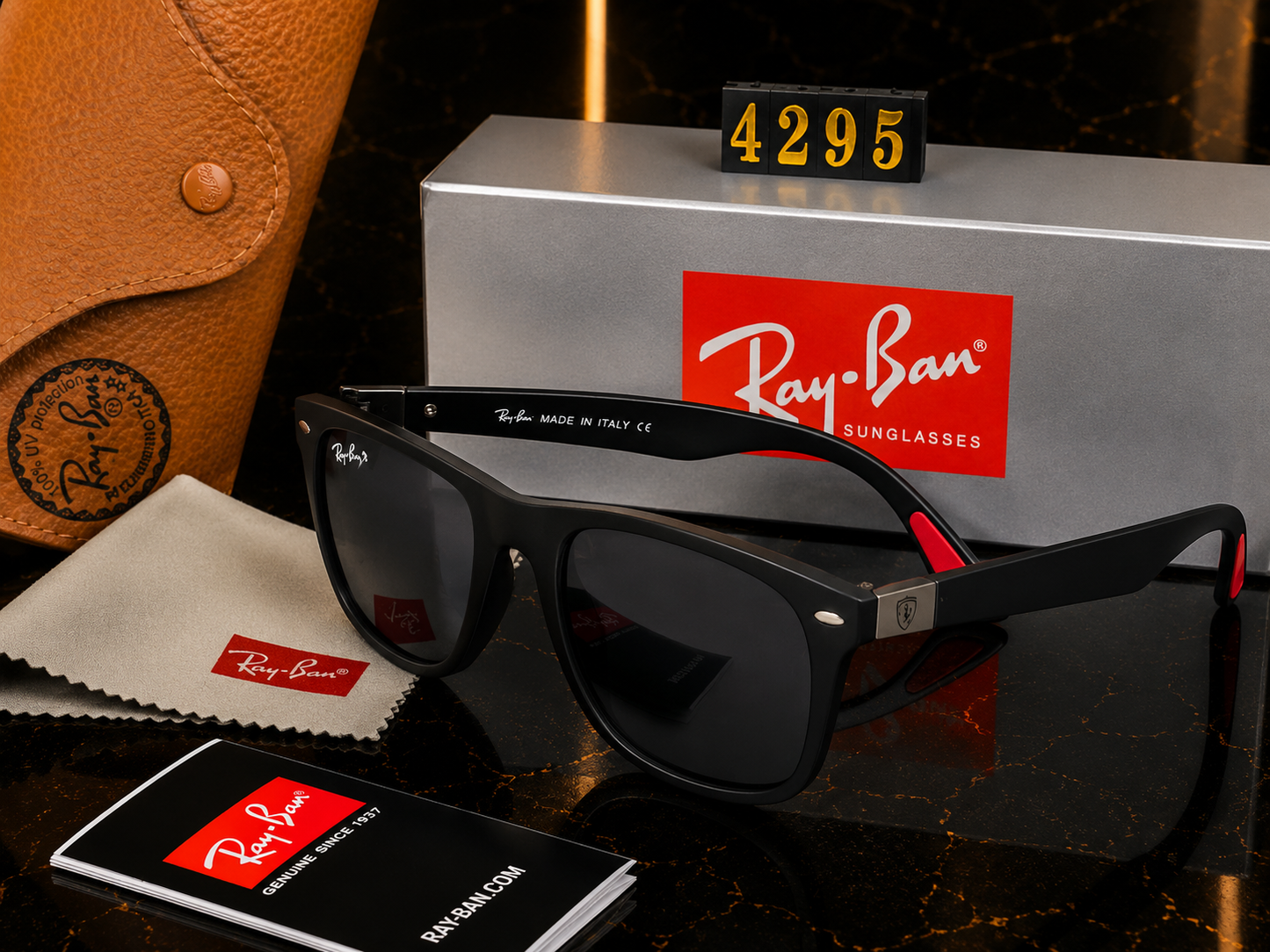 Ray-Ban Ferrari Style Black Sunglasses | Premium UV400 Protection | Brand New