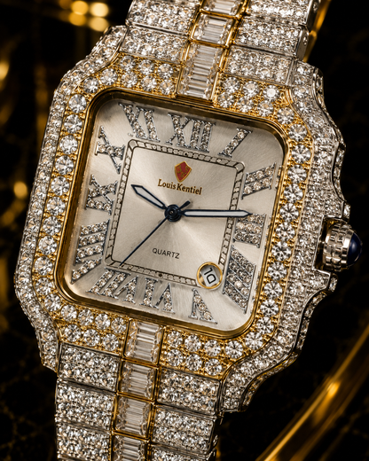 (WH-12) Luxury Iced-Out Silver Quartz Watch for Men | Premium Diamond Style Stainless Steel Wrist Watch