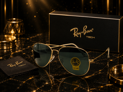 (GS-22) Ray-Ban Aviator Sunglasses | Premium Metal Frame | G-15 UV Protection Lenses | Luxury Eyewear