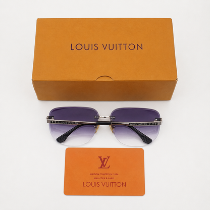 (GS-30)  Luxury Louis Vuitton VRimless Purple Gradient Sunglasses with Premium Metal Frame