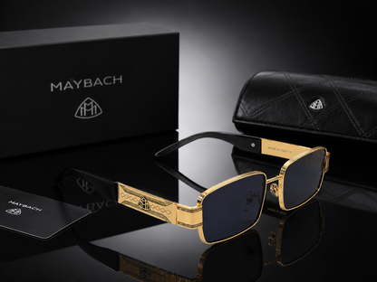 (GS-27) Maybach Luxury Gold Rectangular Sunglasses – Premium Designer UV400 Eyewear