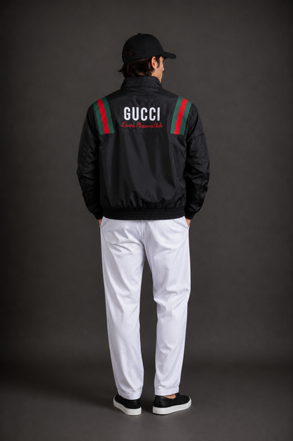 (CJ-5) Luxury Monogram Zip-Up Hooded Jacket – Premium Streetwear Windbreaker for Men | Gucci Edition