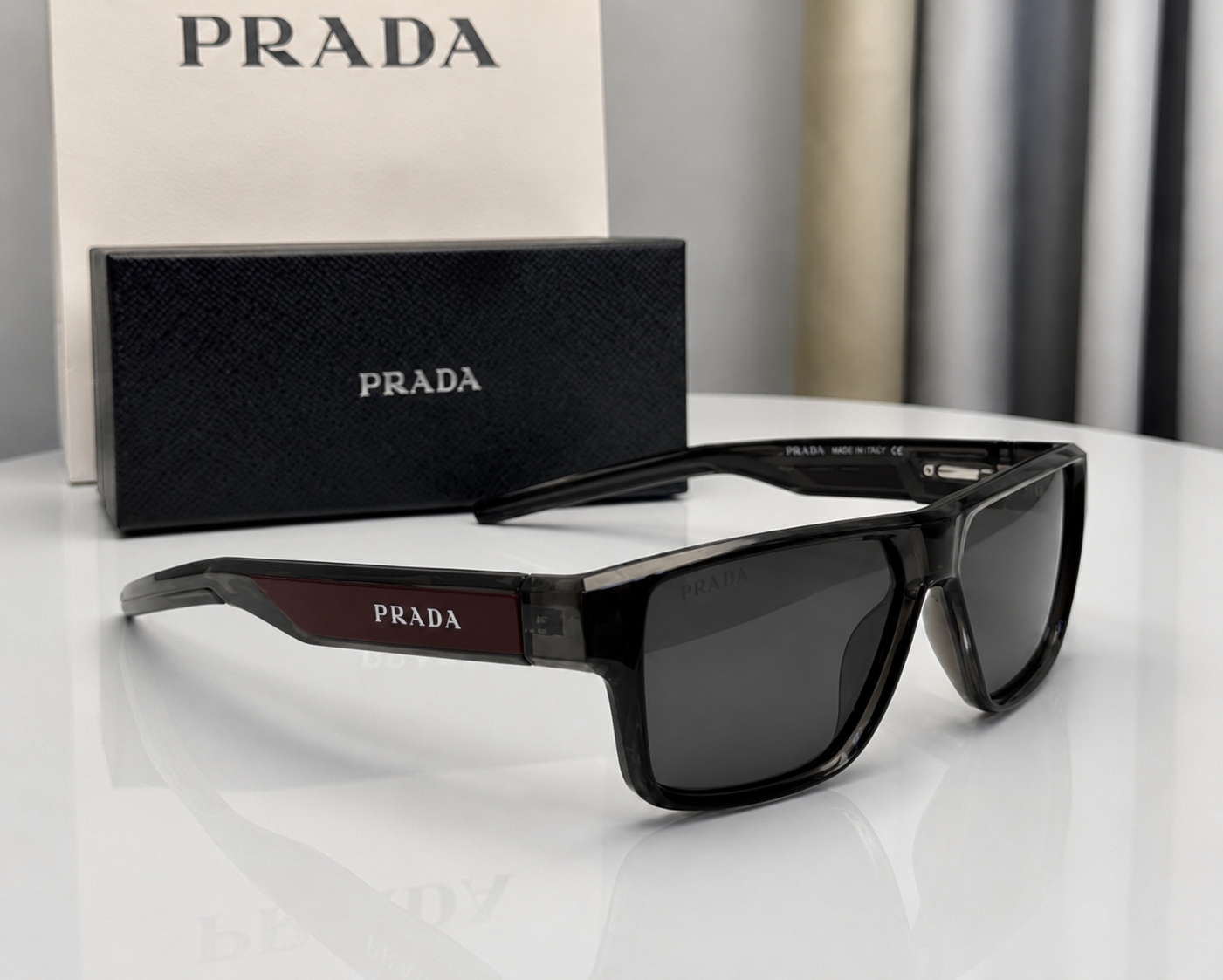 (GS-34) Prada Premium Square Black Sunglasses – UV Protection Luxury Eyewear