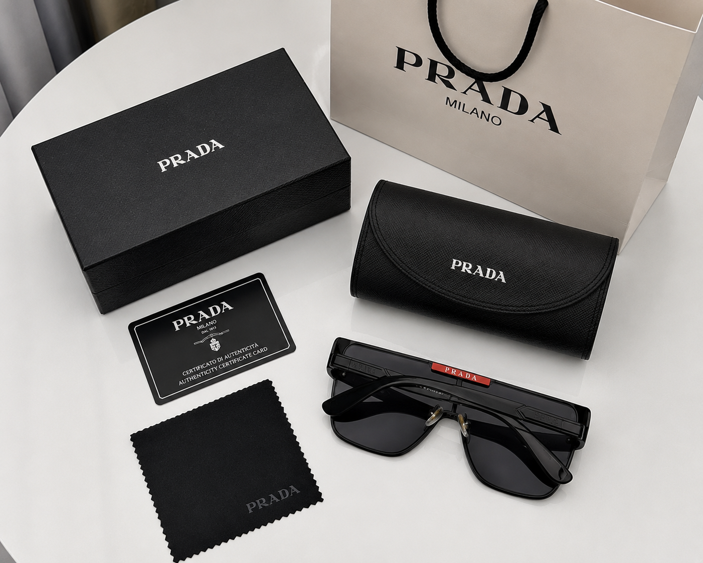 (GS-35) Prada Premium Square Shield Sunglasses – UV Protection Luxury Eyewear