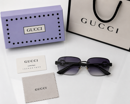 (GS-37) Gucci Premium Rimless Square Sunglasses – Luxury Gradient UV Protection Eyewear
