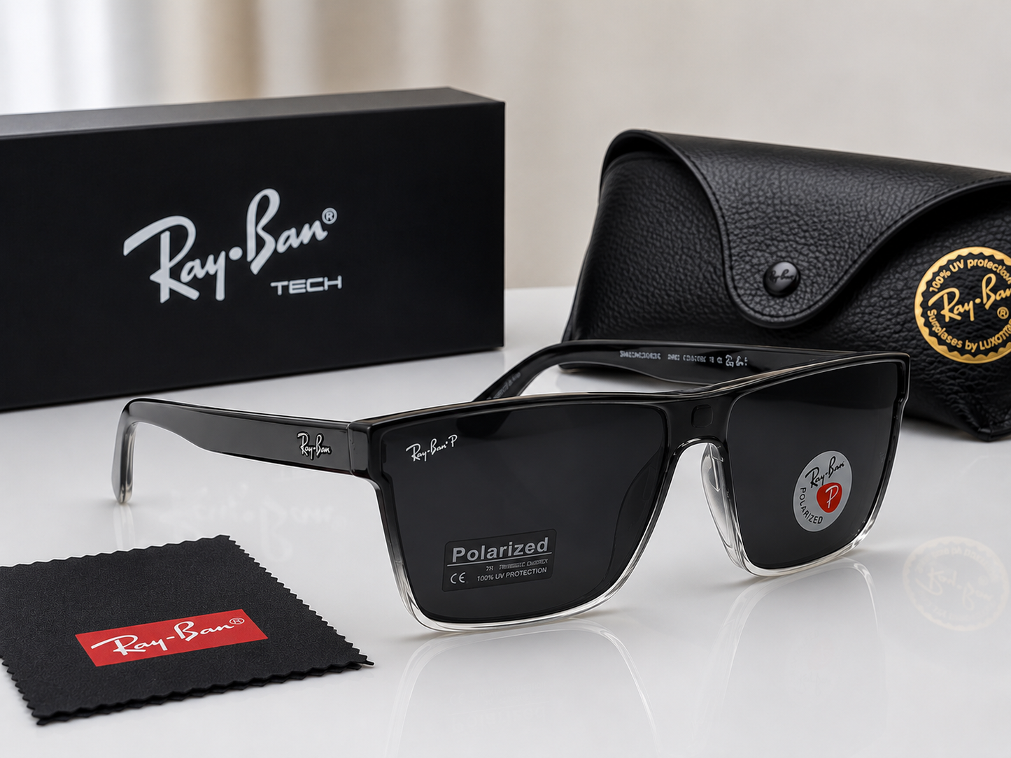(GS-52) Ray-Ban Tech Premium Polarized Sunglasses Collection – Black Crystal Frame | UV400 Protection