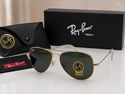 (GS-53) Ray-Ban Classic Aviator G-15 Polarized Sunglasses – Premium UV Protection | Luxury Metal Frame
