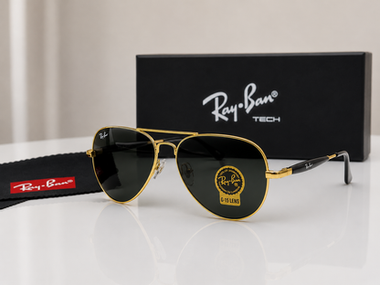 (GS-53) Ray-Ban Classic Aviator G-15 Polarized Sunglasses – Premium UV Protection | Luxury Metal Frame