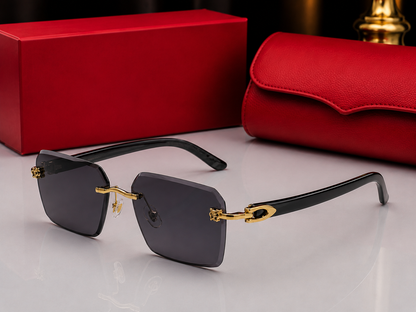 (GS-72) Luxury Rimless Square Sunglasses – Premium Gold Metal Frame with Interchangeable