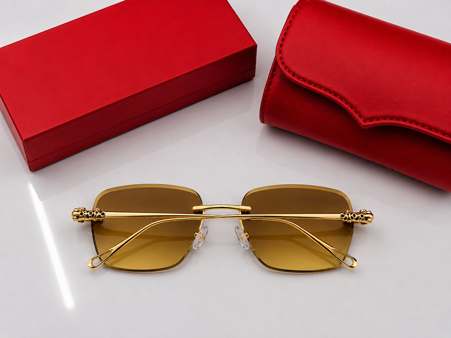 (GS-77) Luxury Rimless Square Sunglasses  – Premium Gold Metal Frame | UV400 Gradient Lens
