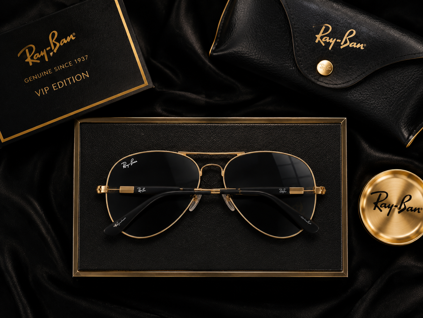 Ray-Ban Style Premium Black Aviator Sunglasses | UV400 Protection | Luxury Edition