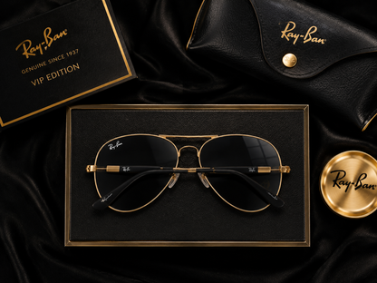 Ray-Ban Style Premium Black Aviator Sunglasses | UV400 Protection | Luxury Edition