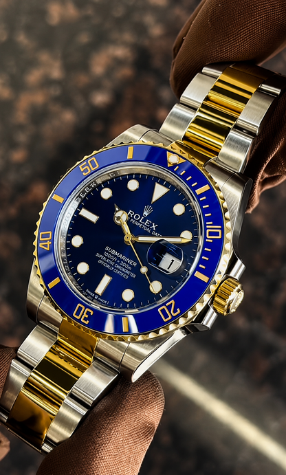 (WH-19) Luxury Two-Tone Blue Dial Stainless Steel  | Premium Automatic Style Wristwatch