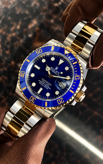 (WH-19) Luxury Two-Tone Blue Dial Stainless Steel  | Premium Automatic Style Wristwatch