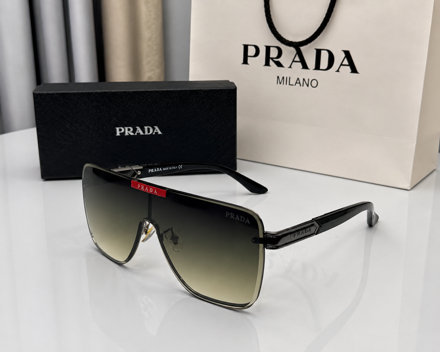 (GS-35) Prada Premium Square Shield Sunglasses – UV Protection Luxury Eyewear