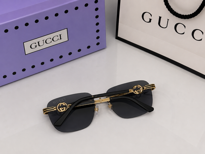 (GS-37) Gucci Premium Rimless Square Sunglasses – Luxury Gradient UV Protection Eyewear