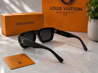 (GS-46) Louis Vuitton Premium Black Rectangular Sunglasses – Luxury UV400 Fashion Eyewear
