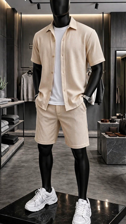 LI-88 MEN’S ÉLITE GRID TEXTURE SET – MODERN SUMMER CO-ORD