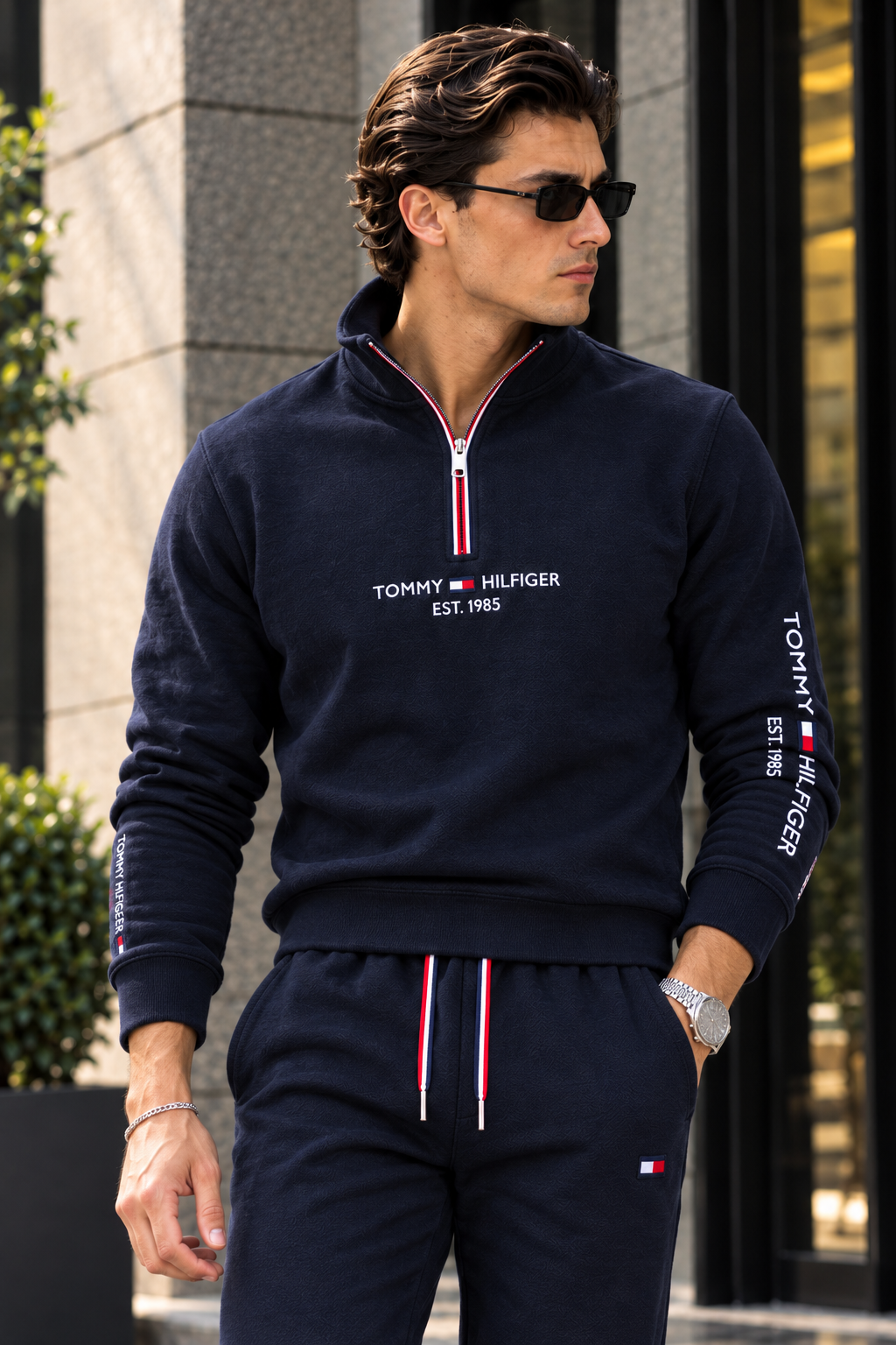 Men’s Half-Zip Tracksuit Set – Modern Athletic Fit - (W-16)