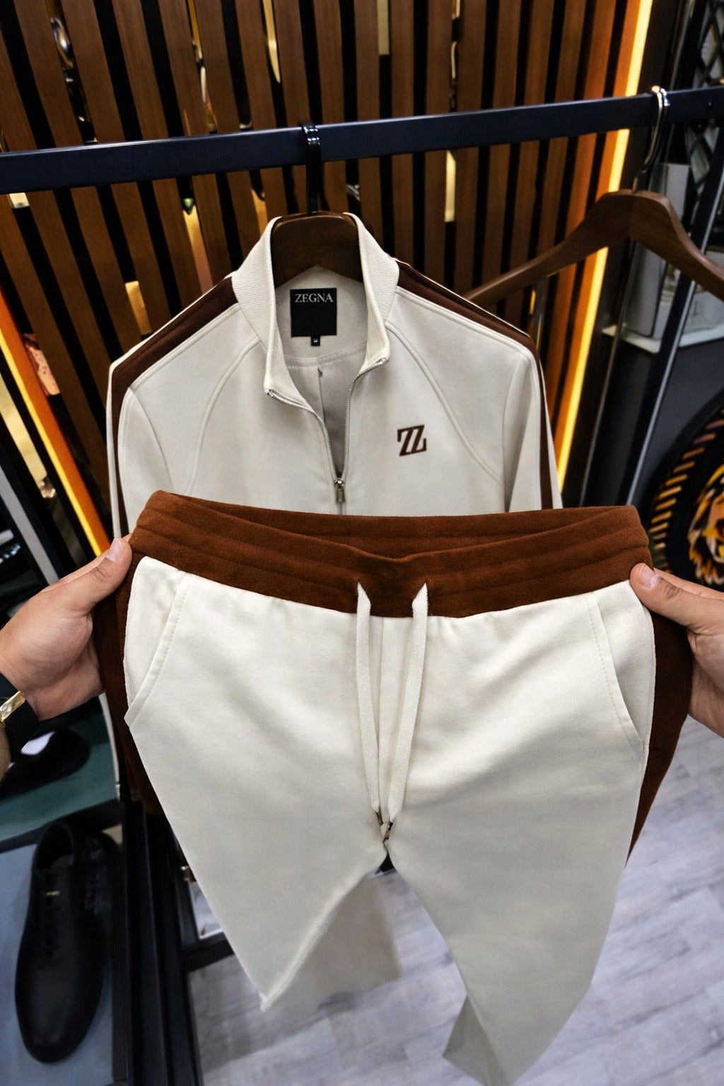 Men’s Luxury Zip-Up Tracksuit – Premium Two-Tone Co-Ord Set -  (W-13)