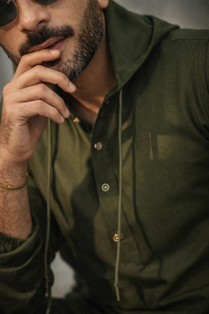 Men’s Hooded Kurta Pajama Set – Modern Fusion Ethnic Wear