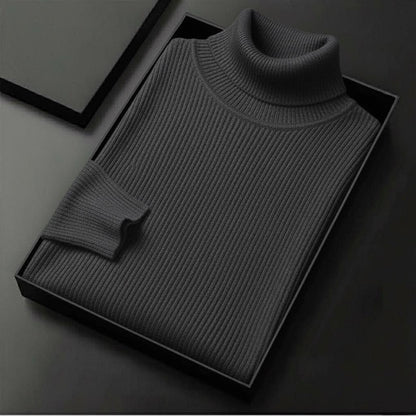 Men’s Premium Ribbed Turtleneck Sweater – Classic Winter Essential
