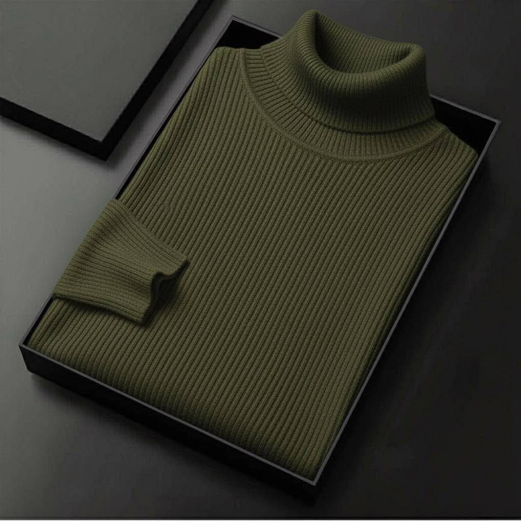 Men’s Premium Ribbed Turtleneck Sweater – Classic Winter Essential