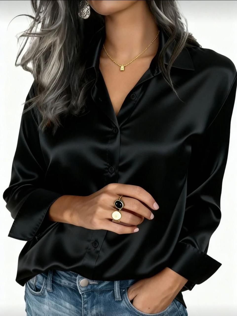 Women’s Premium Silk Button-Down Shirt – Elegant & Luxurious Style