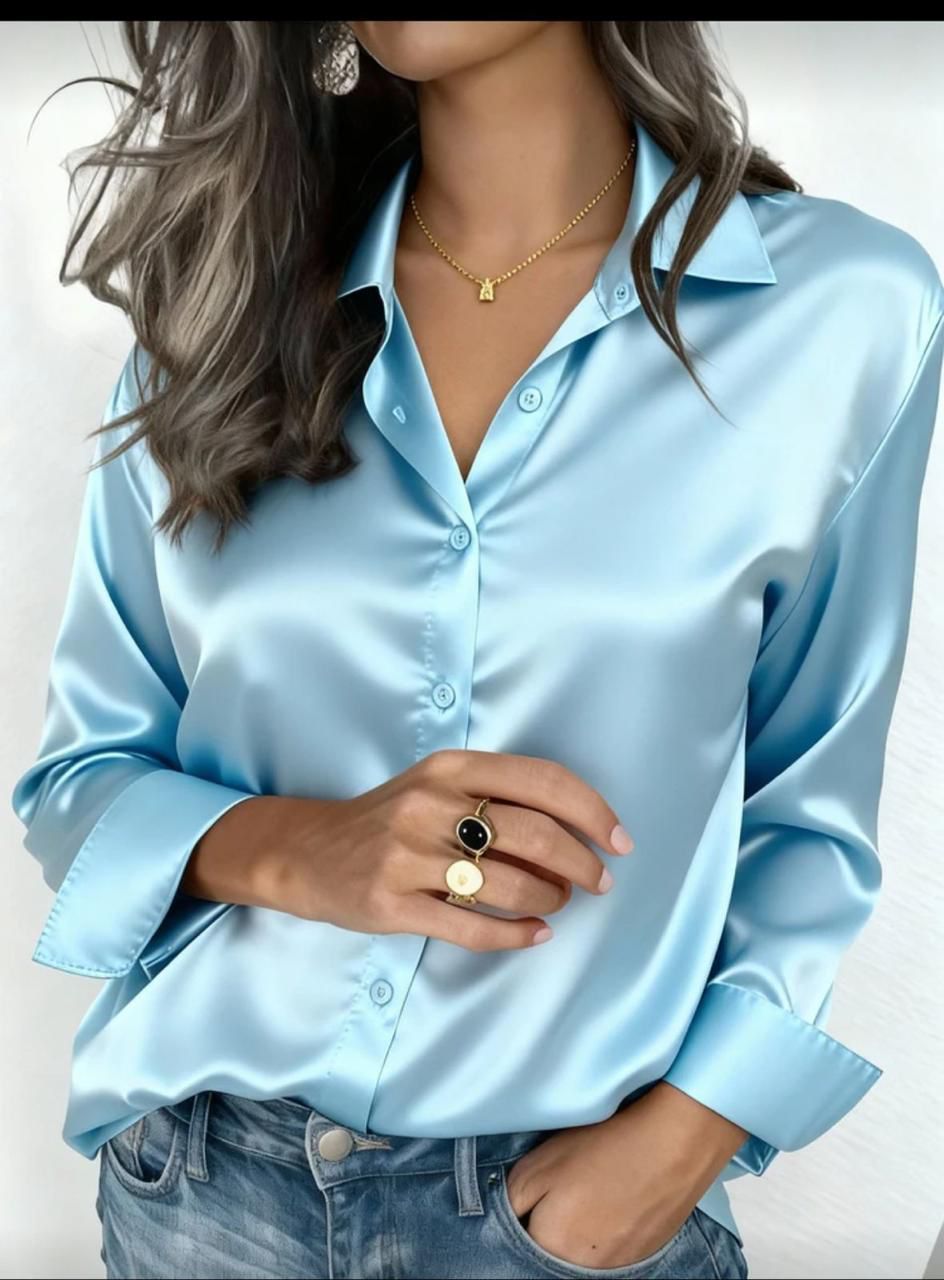 Women’s Premium Silk Button-Down Shirt – Elegant & Luxurious Style